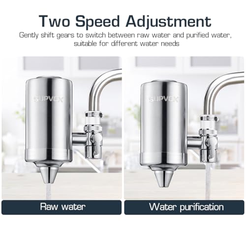 HASTHIP® 304 Stainless Steel Tap Water Filter with Activated Carbon, Leak-Proof Hard Water Softener, Home Kitchen and Bathroom Sink Filtration System