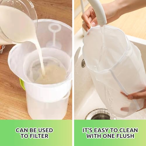 HASTHIP® 3Pcs Kitchen Strainer Bags Stand-Up Strainer Bags 3-Sizes Drawstring Closure