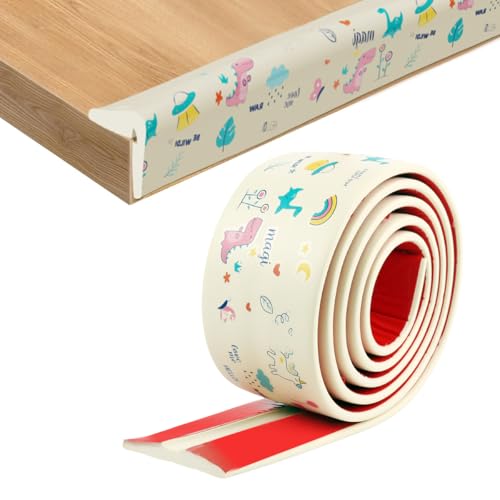 HASTHIP® 200cm x 8cm Baby Safety Edge & Corner Protector, Cartoon Print Soft Cushion Strip, Self-Adhesive Table & Furniture Guard, Child Proofing Bumper for Door Frame & Home