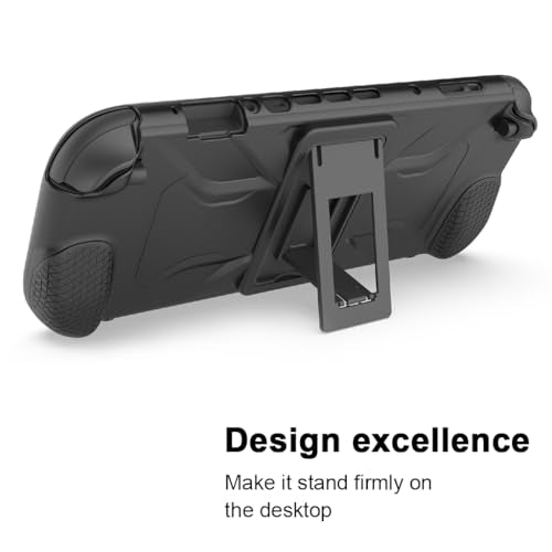 HASTHIP® YourBrand Switch 2 Case 2025 with Kickstand, Silicone Protective Cover for Nintendo Switch 2, Hard Shockproof Grip Shell, Anti-Scratch, Dockable Console Skin, Controller Accessory - Black