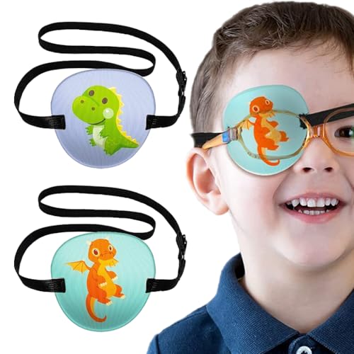 HASTHIP® 2Pcs Pirate Eye Patch for Kids Fun Cartoon Adjustable Soft Single Eye Patches for Lazy Eye Reusable 3D Contoured Eyes Pads No Pressure