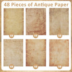 HASTHIP® 48 Sheet DIY Scrapbooking Papers, Double-sided Crinkle Texture Printed Retro Yellowish Background Papers 100 GSM Writing Papers Decorative Papers for DIY Crafting, Gift, 11''x8.5''