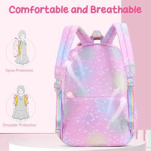 HASTHIP® Mochilas escolares para niñas de 7 a 12 años - Rosa