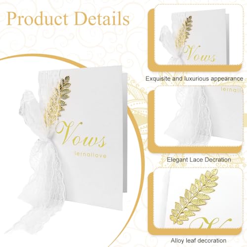 HASTHIP® Greeting Card for Love,2Pcs Gold Foil Elegant Wedding Vow Cards with 2Pcs Key Pens,Love Cards Best Wishes Card For Weddings And More Note Congratulations Keepsake for Brides Grooms.