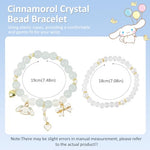 HASTHIP® 2pcs Crystal Bead Bracelet for Woman Girls Cinnamoroll Charm Friendship Bracelet for Girls, Dual Layered Cartoon Beige Elastic Bracelet for Women Girls Teens Birthday Christmas Gift