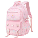 HASTHIP® Girls School Backpack 15.6 Inch, Cute Pink Waterproof Cartoon Bookbag, Oxford Cloth Multi-Compartment Travel Backpack, Birthday Christmas Gift for Schoolgirls