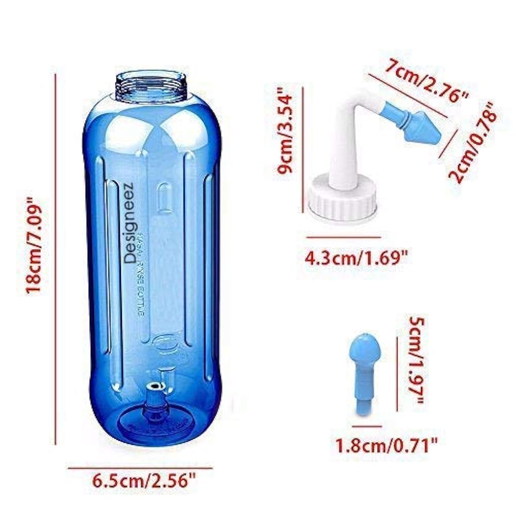 HASTHIP® Botella de Lavado Nasal 500ml Neti Pot para Irrigación Nasal,Limpieza de Nariz y Senos Paranasales,Alivio Rinitis Alérgica y Congestión Sistema Enjuague para Adultos Niños