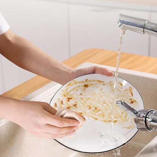 HASTHIP® Pack of 10 Cleaning Cloth - 10.6 x 11.8 Inches Loofah Kitchen Cloth for Cleaning with Absorbent Oil-Free, Natural Fiber, Versatile & Water Absorbent, Dusting Cloth (Grey)