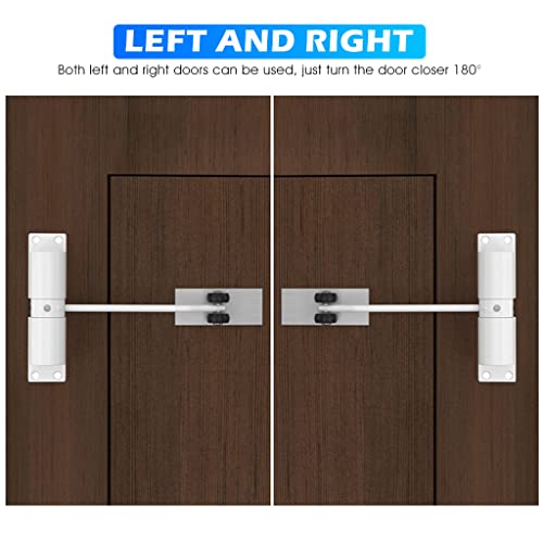 HASTHIP® 2pcs Door Closer,Zinc Alloy Automatic Safety Spring Door Closer,Adjustable Closing Hinge Quiet for Wooden Metal Security Weight Up to 30 Kgs (White)