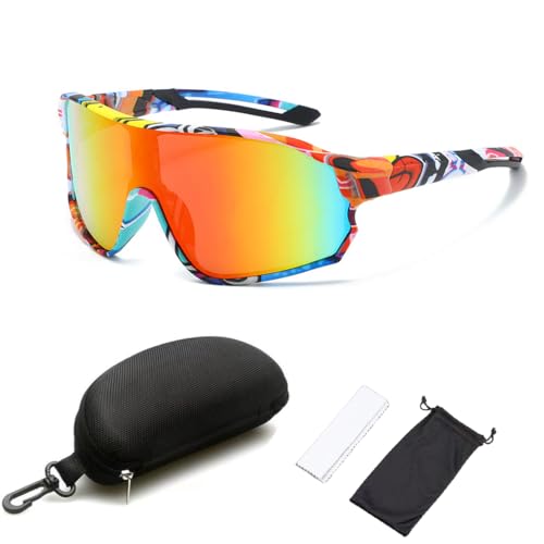 HASTHIP® Upgraded Outdoor Cycling Sunglasses Bicycle Windproof Sunglasses Colorful Lenses Sunshade Sports Sunglasses