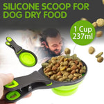 HASTHIP® Silicone Dog Food Scoop, 237ml Foldable Bowl Collapsible Scoop with Sealing Clip for Cat Dog, Portable Pet Food Scoop Feeding Scoop Food-Grade Materials Dog Food Bowl