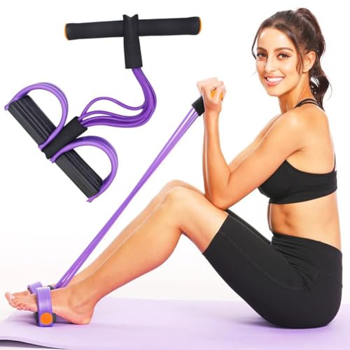 HASTHIP® 6-Tube Natural Latex Tension Rope Resistance Band Set for Workout, Home Gym & Stretching, Durable NBR Material, Non-Slip Foam Pedals & Handles, Portable Fitness Equipment for Men & Women