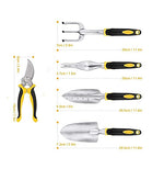 HASTHIP Garden Tools Kit for Home Gardening with 5 Pieces Cast Aluminium Heads | Ergonomic Handles