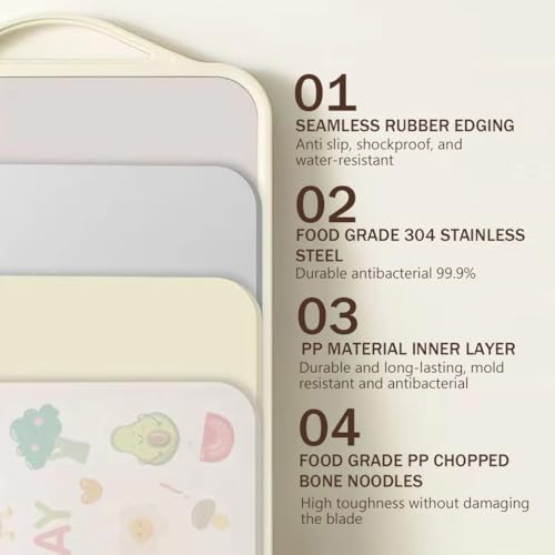 HASTHIP® BrandName 304 Stainless Steel Cutting Board,18.1''x11.8'' Double-Sided,Non-Slip Anti-Bacterial Chopping Board for Meat Vegetables Fruit Cheese Reversible Kitchen Food Prep