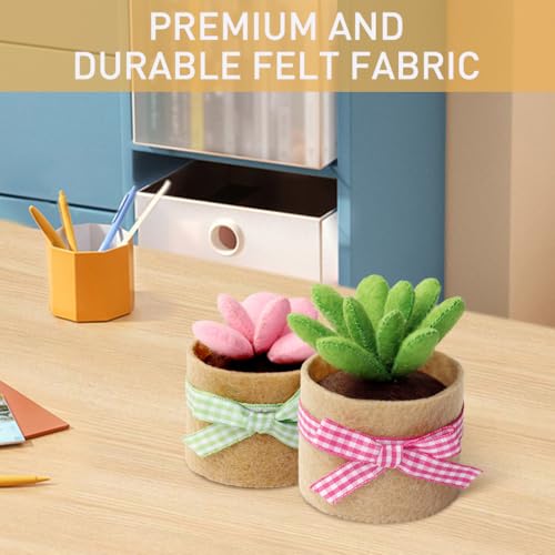 HASTHIP® BrandName 6Pcs DIY Artificial Succulent Plants Kit, Mini Sewing Craft Set with Tools & Tutorial Manual, Handmade Desk Decor, Adult Gift, Home Office Accessories, Not Included Storage Box