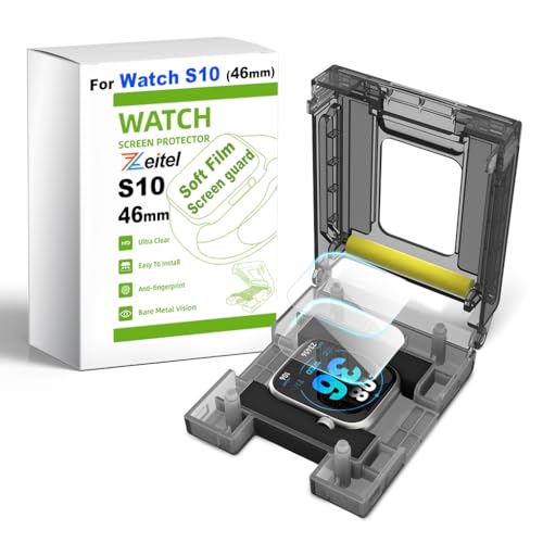 HASTHIP® Screen Protector for A pple Watch S10 46mm HD Soft Protective Silicone Film Scratch Protection Screen Protector with Auto-Alignment Applicator Tool Kit, 2 Sheet Film Included