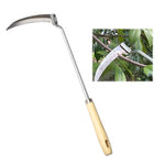 HASTHIP Grass Sickle Cutter Head for Weeding and Harvesting with 37cm Handle featuring Curved Stainless Steel Blade | Ergonomic Wooden Grip