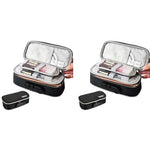 HASTHIP® Canvas Large Capacity Pencil Case with Combination Lock 4 Layer Compartments Big Pencil Pouch for Boys Girls Waterproof Box Pen Insert Compartment School Black 2PCS