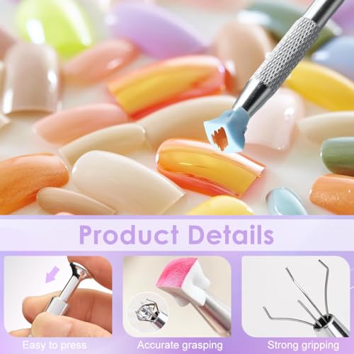 HASTHIP® 100PCS Soft Nail Sponges for Ombre, Colorful Nail Art Sponges With Grabbing Pen, Nails Art Brushes, Gradient Manicure DIY Tools, Professional Accessories Supplies for Nail Art DIY