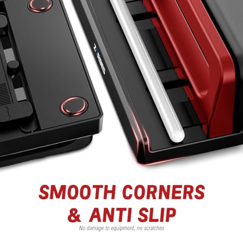 HASTHIP® Laptop Stand with Silicone to Protect Notebook Vertical Laptop Holder for Desk with Sizes Adjustable Dual Slots Laptop Table Stand for iPad Macbook Stand Phone Stand Devices Organizer Rack