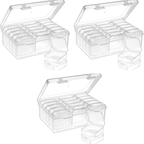 HASTHIP® 15 Pcs Transparent Jewelry Organizer Box Set Plastic Storage Cases for Earrings Ear Studs Rings Necklace Multi Purpose Small Storage Case for DIY Crafting Beading Diamond Painting X3