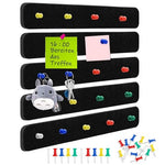 HASTHIP® 5 Pack Felt Bulletin Board, Vision Board Felt Message Board with 35pcs Drawing Pins, Self-Adhesive Lightweight Bulletin Board Strips for Paste Notes, Photos, Schedules (Black)