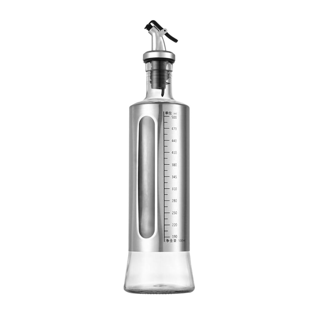 HASTHIP® Stainless Steel and Glass Oil Dispenser Bottle with Measuring Scale