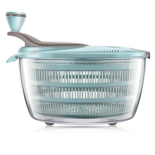 HASTHIP® Salad Spinner 4.24 Quart, Manual Vegetable Dryer with Rotatable Strainer, Easy Spin Lettuce Washer and Dryer, Large Food Preparation Tool for Salad, Vegetable, Fruit, and Pasta Cleaning
