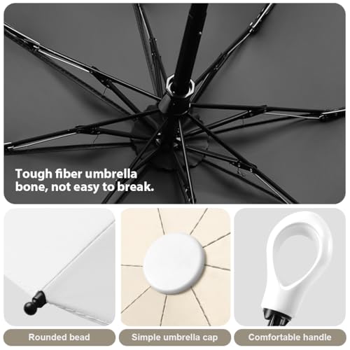 HASTHIP® UV Umbrella UPF 50+,Compact Travel Capsule Umbrella for Sun & Rain,Windproof 8 Ribs Lightweight Folding Purse for Women Men Kids Girls Boys (Gradient White)