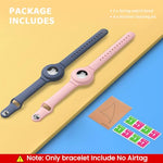 HASTHIP® AirTag Bracelet for Kids 2 Pack,Adjustable Silicone Watch Band Wristband with Secure Studs,Anti-Drop Strap Compatible with Apple AirTag for Children Teens and Adults No