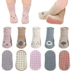 HASTHIP® 5 Pairs Baby Socks Set 1-3 Years, Antislip Socks for New Born Baby, Non Slip Grip Ankle Socks with Non Skid Soles Infants Socks for Toddler Baby Girls Boys 12-36 Months Baby Shower Gifts