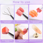 HASTHIP® 100PCS Soft Nail Sponges for Ombre, Colorful Nail Art Sponges With Grabbing Pen, Nails Art Brushes, Gradient Manicure DIY Tools, Professional Accessories Supplies for Nail Art DIY