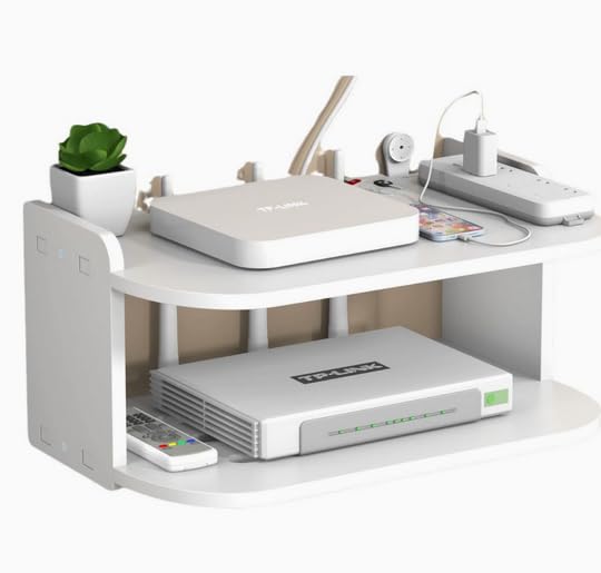 HASTHIP® Caja Organizador de Router de Madera Plástico Ecológica,Soporte para Gestión Cables con Diseño Artesanal Ensamblaje,Estante para Almacenar Router WiFi y Electrónicos Hogar u