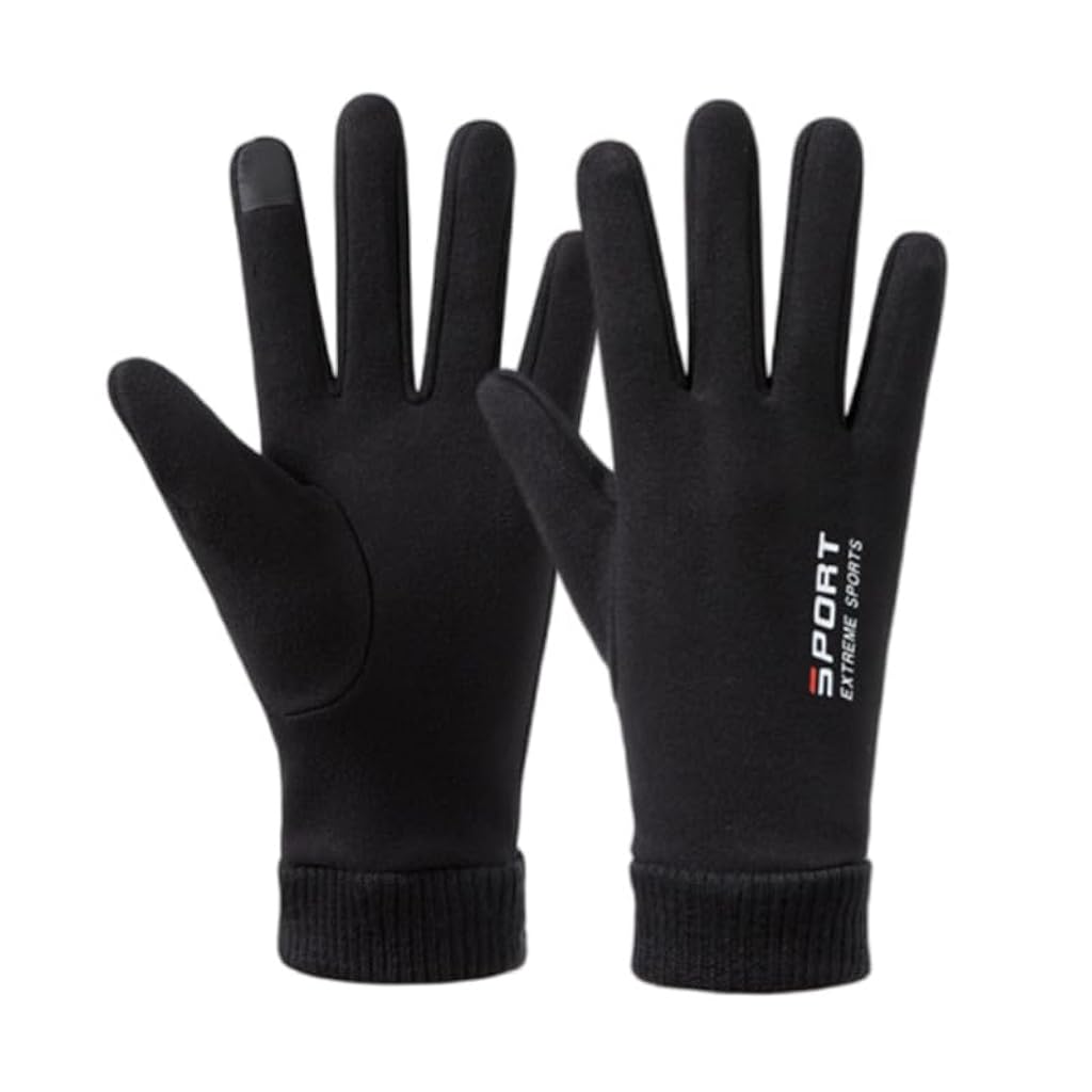 HASTHIP® WinterPro Winter Gloves for Men Women, Touchscreen Thermal Velvet Biking Gloves, Warm Waterproof Outdoor Sports Running Cycling Driving Glove Black-L