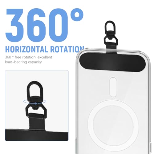 HASTHIP® 2Pcs 360° Rotatable Phone Tether Tab, Universal Lanyard Patch Anti-Lost Attachment with Metal Ring, Slim Replacement Pad Compatible with iPhone Samsung and Most Smartphones