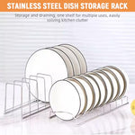 HASTHIP® 3Pcs Stainless Steel Dish Drying Rack Set for Kitchen, Plate Organizer Stand & Utensil Holder, Multi-Purpose Plate Rack for Cabinet, Thali Stand, Dish Drainer Countertop Storage