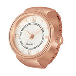 HASTHIP® Ring Watch for Women Stylish Mini Finger Watch for Women Stretchy Band Deluxe Watch Ring with Gift Box Jewellery Accessories Gift for Women, Girls, Wife, Girlfriend - Rose Golden