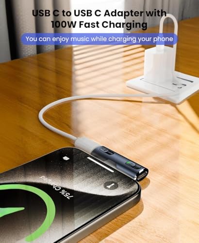 HASTHIP® 2 in 1 USB C Adapter,100W PD Type C to USB Adapter,Dual Charger & Audio Converter Compatible with iPhone 16/15 Galaxy S24/S23 MacBook iPad Laptop Android OTG