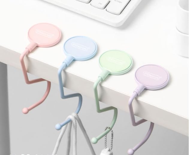 HASTHIP® Pack of 4 Bag Holders for Table, Non-Slip Purse Hook, Handbag Hanger, Folding Table Bag Holder, Portable Desk Purse Hooks for Office, Home, Travel, Organizer Hanging Stand