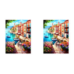 HASTHIP® Diamond Painting Kit 12x16 inch DIY Art Craft Lakeside Town Scenery Material for Home Wall Decor Gift with Tools and Accessories 2 PCS