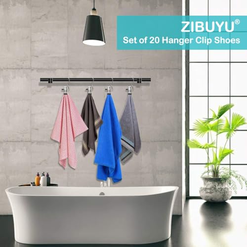 HASTHIP® ZIBUYU 20 Pack No-Trace Rubberized Cloth Clips with Hooks, Multi-Purpose Drying Clips for Towels, Socks, Baby & Adult Garments, Strong Plastic Laundry Pegs for Indoor & Outdoor Use