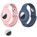 HASTHIP® AirTag Bracelet for Kids 2 Pack,Adjustable Silicone Watch Band Wristband with Secure Studs,Anti-Drop Strap Compatible with Apple AirTag for Children Teens and Adults No