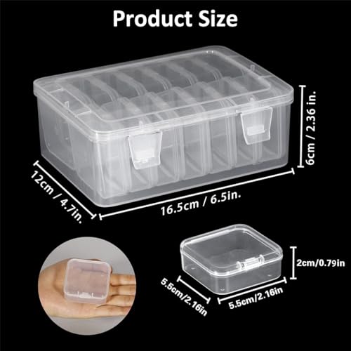 HASTHIP® 15 Pcs Transparent Jewelry Organizer Box Set Plastic Storage Cases for Earrings Ear Studs Rings Necklace Multi Purpose Small Storage Case for DIY Crafting Beading Diamond Painting X3