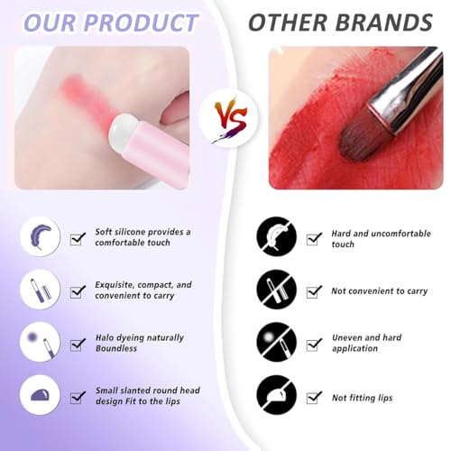 HASTHIP® 3pcs Lip Applicator Silicone Lip Applicator Lip Balm Brush, Reusable Silicone Brush for Lipstick, Versatile Silicone Lip Brush for Lip Balm, Lip Gloss, Lip Stick, Concealer and Nail Art