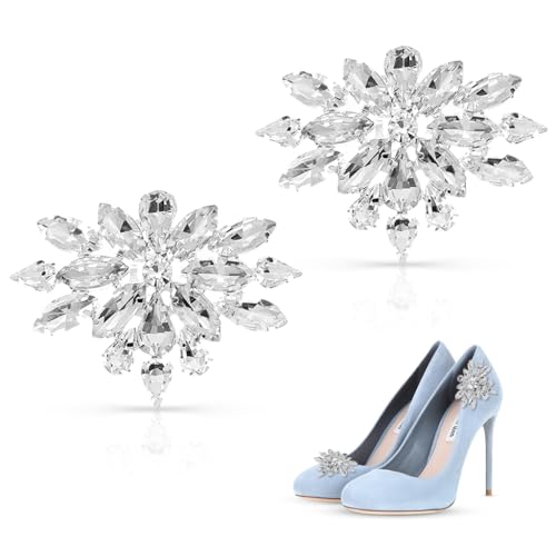 HASTHIP® 2Pcs Shoe Clips Charms for Women, Crystal Rhinestone Shoe Decoration, Detachable Rhinestone Crystal Shoe Buckle Clips, Bridal Wedding Prom Party High Heels Accessories
