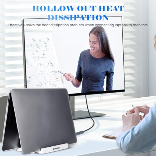 HASTHIP® Laptop Stand Adjustable Desk Organizer Rack for 3-16'' Devices, Multi-Device Holder with Adjustable Spacing, Anti-Slip Base, Red ABS Vertical Stand for Laptop, Tablet, Phone – Home, Office,