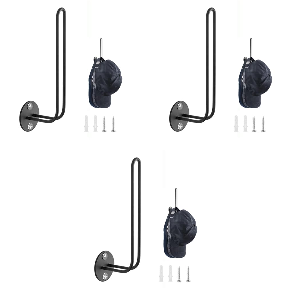 HASTHIP Wall Hat Organizer for 10 Caps with Screw-Mounted L Shape Metal Design | 3 PCS Set