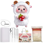 HASTHIP® Needle Felt Wool Craft Kit for Beginners, DIY Handmade Felt Keychain Set - Make Strawberry & Lamb Bag Charms, Complete Needle Felting Kit with Tools & Step-by-Step Guide, Creative Gift for Kids & Adults