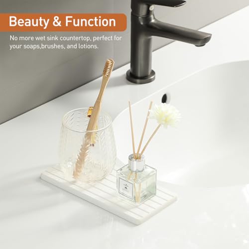 HASTHIP® Water Absorbent Diatomite Coasters - Heat Resistant Non Slip Holder, Water Absorbing Mat for Hand Soap, Plants, Toiletries, Bathroom Sink Water Absorption Pads Bathroom