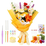 HASTHIP® DIY Crochet Kit for Adults Rose Flower Bouquet, Complete Yarn Crochet Set with Hooks, Step-by-Step Tutorial, Craft Gift for Women & Girls, Handmade Flowers Home Decor